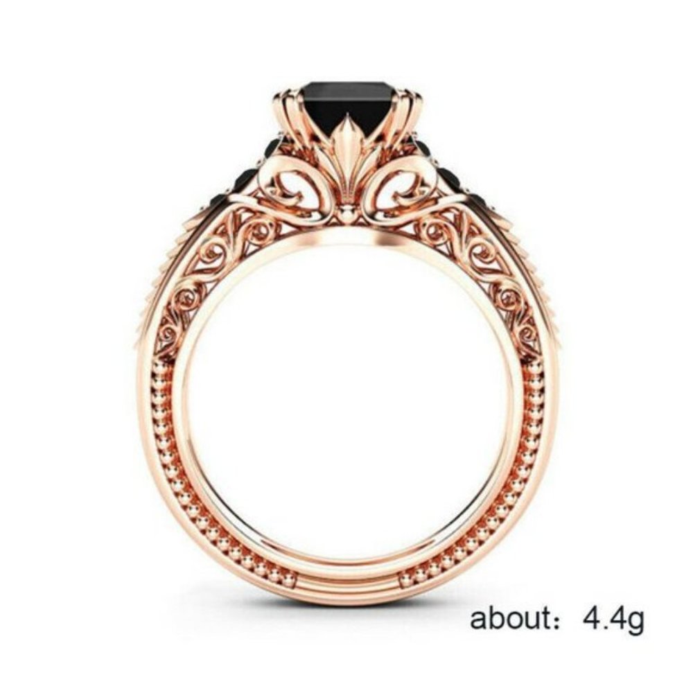 New Rose Gold Filled Black Sapphire Ring - Picture 4 of 4
